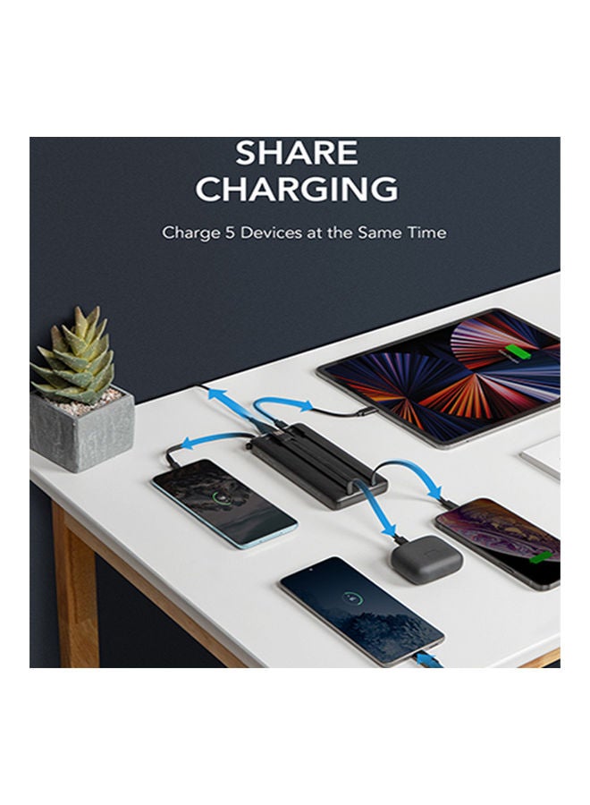 VEGER - 20000 mAh Universal Light-Weight Portable 4 Cables Built-In with LED Indicator Power Bank Black - Image 1
