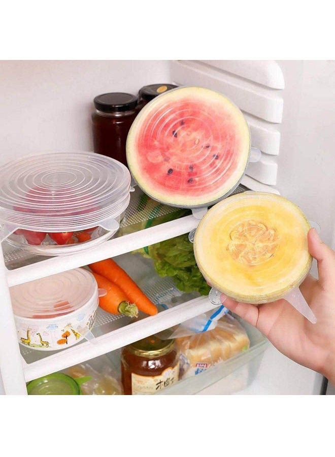 Stretch Lids, 6 Pack/6 Sizes Reusable Expandable Seal Lids Food Container Cover Bowl Covers Clear  - Image 2