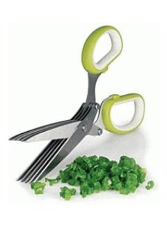 Generic Kitchen Stainless Steel 5 Blade Herb Scissors Green 