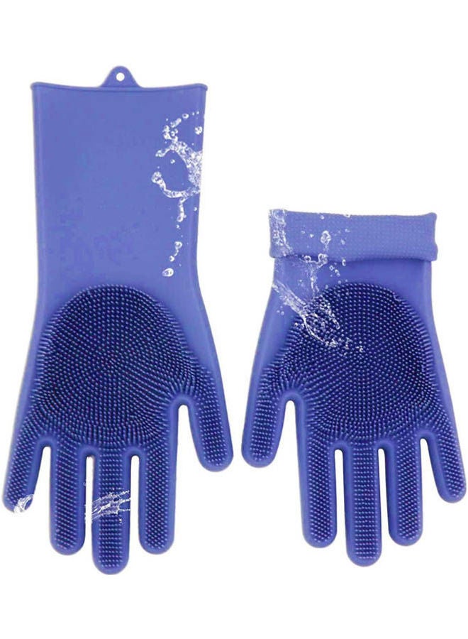 Magic Silicone Gloves With Wash Scrubber, Dishwashing Cleaning Gloves With Bristles Purple 
