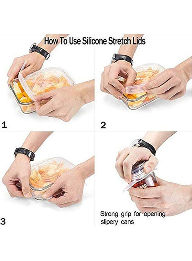 6 Pack Silicone Stretch Lids  Fits Various Sizes And Container Shapes Clear - Image 2