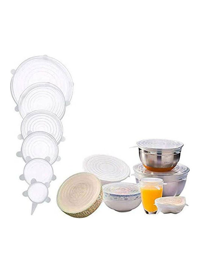 6 Pack Silicone Stretch Lids  Fits Various Sizes And Container Shapes Clear - Image 1