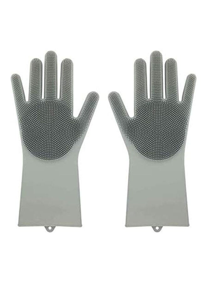 Dish Washing Gloves With Scrbbers Magic Silicone Rubber Gloves For Cleaning Dishes Multifuncti Gloves For Car Pet Brush Grey  - Image 1