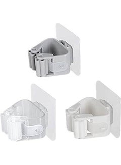 Generic 3 Piece Non Punch Adhesive Wall Mounted Mop Holder White 6cm  - Image 1