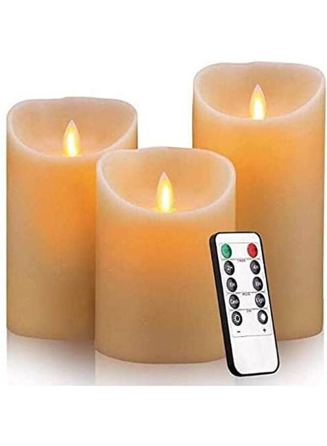 Flameless Candles Battery Operated Pillar Real Wax Flickering Moving Wick Electric Led Candle Beige 6inch 