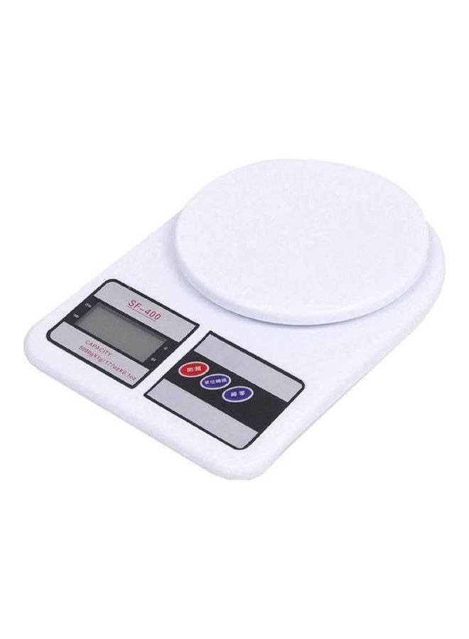 Electronic Digital Kitchen Scale 10Kg/1G A Timer And Clock White