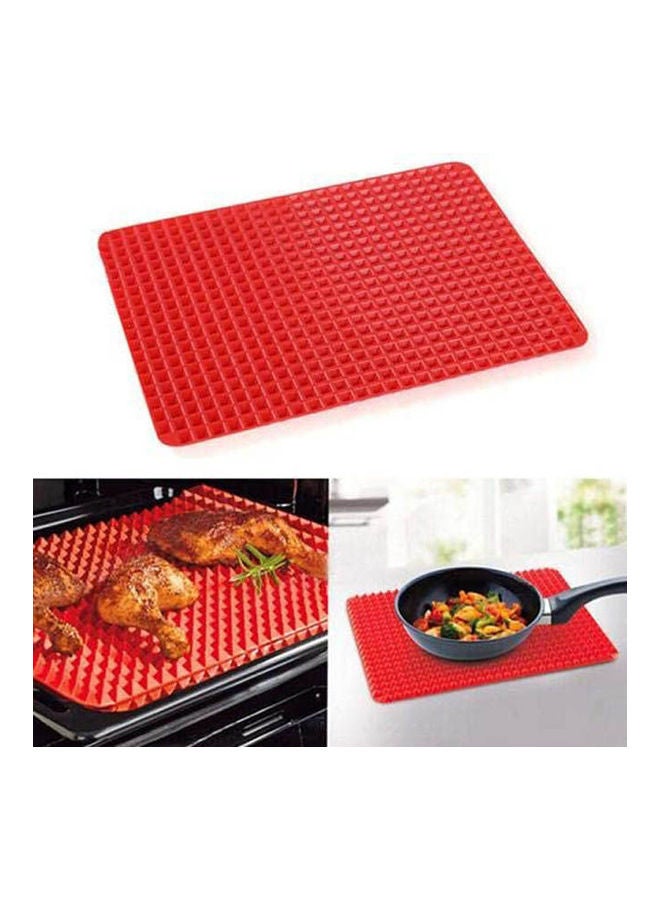 بساط للطهي والخبر للمعجنات مانع للالتصاق من السيليكون بتصميم على شكل أهرام أحمر - Image 2