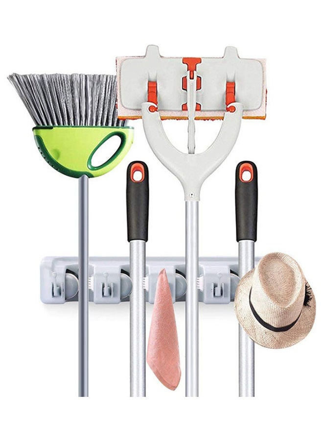ماركة غير محددة Mop And Broom Holder Garden Tool Organizer White  - Image 2