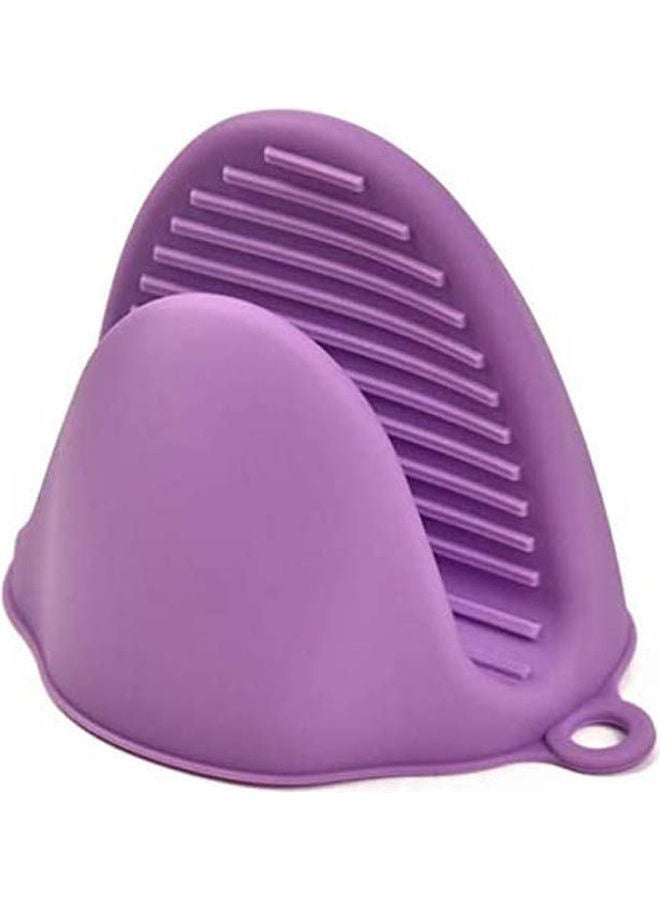 High Temperature Silicone Thermal Insulation Anti-Slip Baking Oven Microwave Oven Chuck Glove Purple 8.5x11cm 