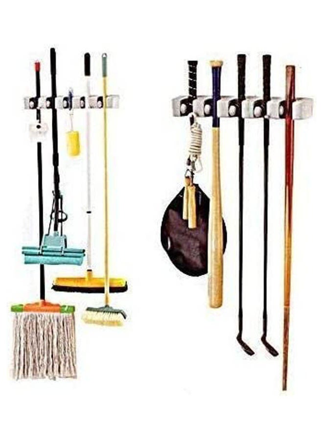 Mop And Broom Holder Wall Mount Grey - Image 2