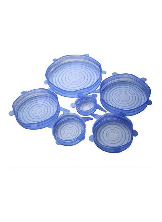 Silicone Stretch Fresh Food Cover Stretch Lids  6-Pack Of Various Sizes Blue - Image 1