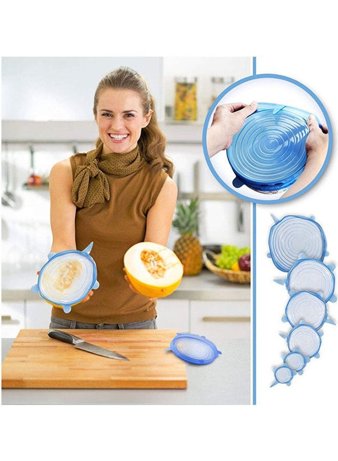 Silicone Stretch Fresh Food Cover Stretch Lids  6-Pack Of Various Sizes Blue - Image 2