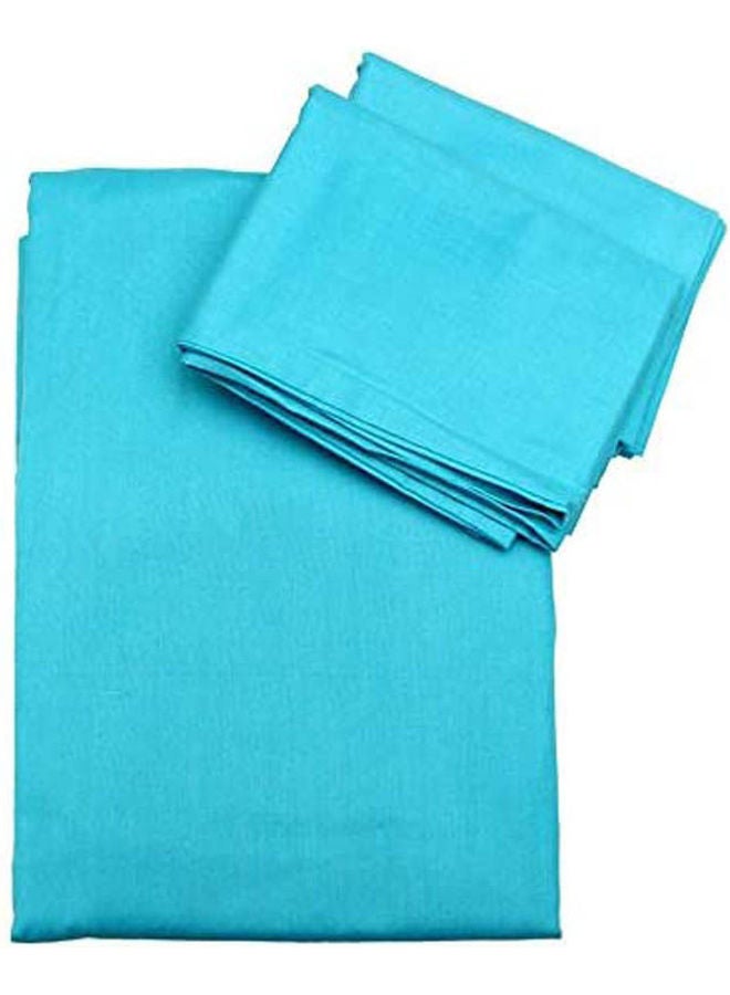 Plain Bed Sheet And 2 Pillow Cover Cotton Turquoise 200cm - Image 1