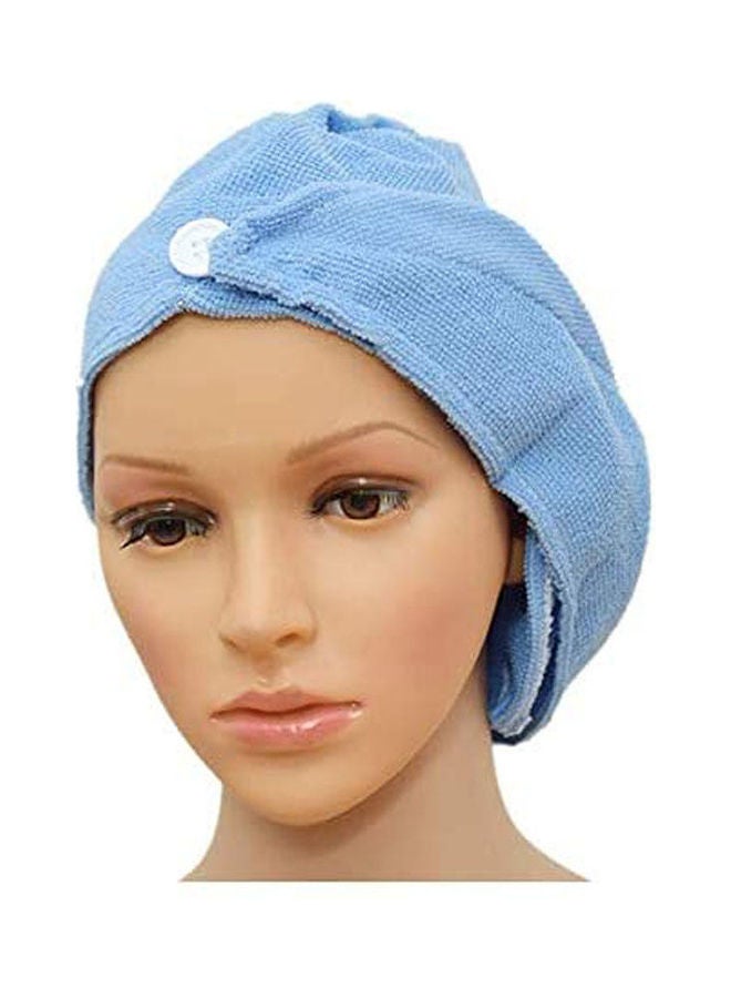2 PCS Microfiber Bath Bathing Quick Dry Hair Magic Drying Turban Wrap Towel Hat Blue - Image 1