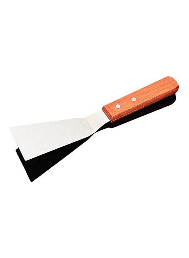 Bbq Grill Square End Stainless Steel Spatula Wooden Handle For Frying Pan Grill Or Griddle Grill Shovel Cooking Shovel Silver