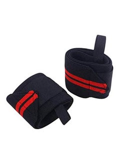 Generic 2 Sport Wrist Protective Pieces For Weight Lifting, Fitness Belt For Gym, Hand Supportive Band With Thumb Loops (Black Red)  - Image 1