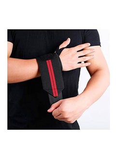Generic 2 Sport Wrist Protective Pieces For Weight Lifting, Fitness Belt For Gym, Hand Supportive Band With Thumb Loops (Black Red)  - Image 2