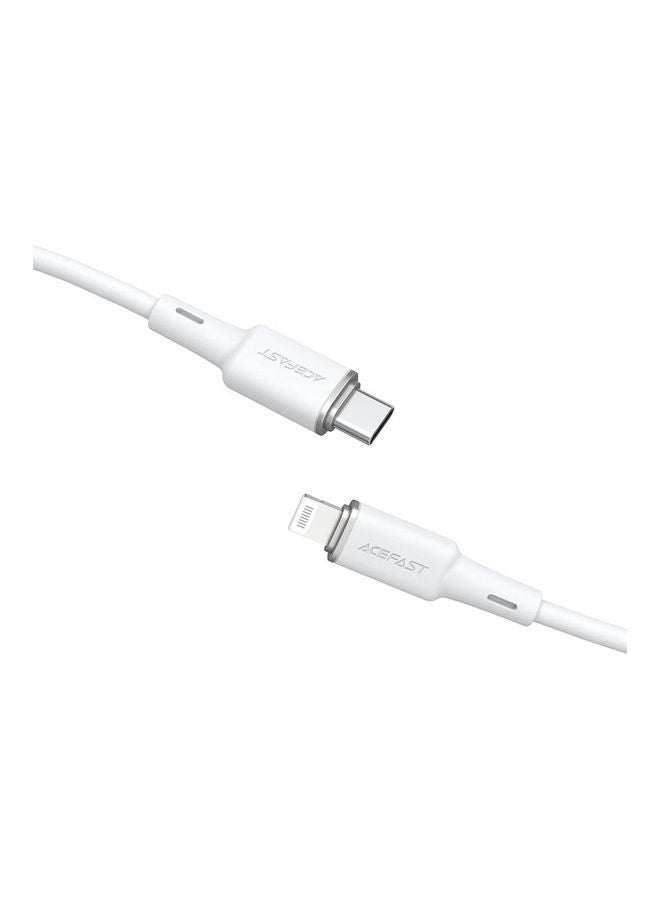 ACEFAST USB-C to Lightning Zinc Alloy Silicone Charging Data Cable White  - Image 1