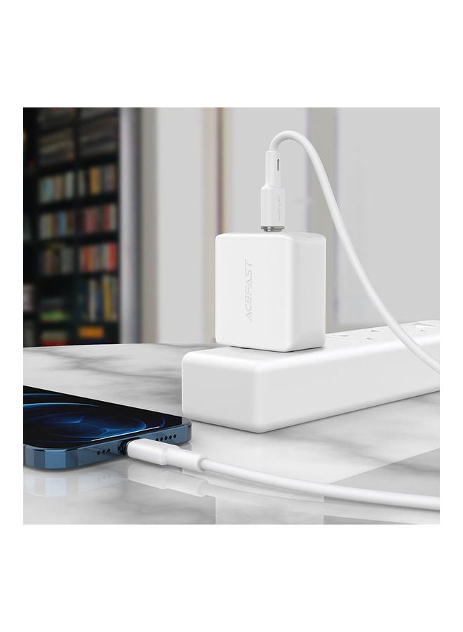 ACEFAST USB-C to Lightning Zinc Alloy Silicone Charging Data Cable White  - Image 2