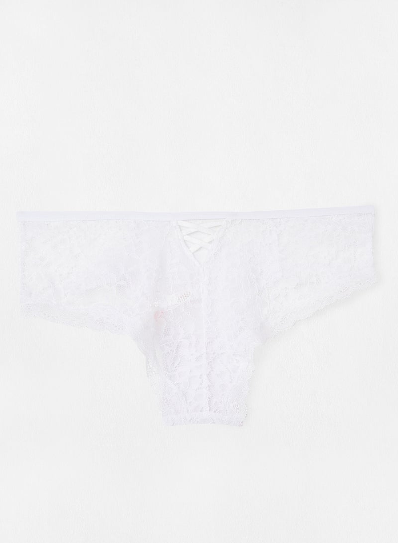 Ardene - Lace Cheeky Cut Bottoms White - Image 1