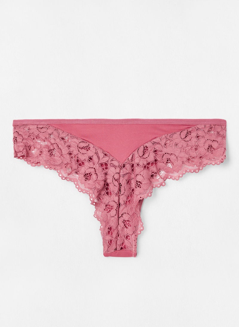 Ardene Lace And Microfiber Cheeky Cut Lingerie Pink  - Image 2