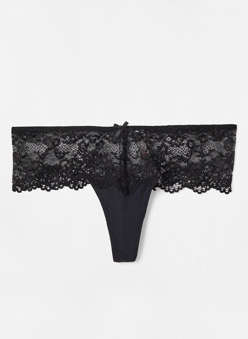 Ardene - Front Lining Lace Cheeky Cut Panty Black - Image 1