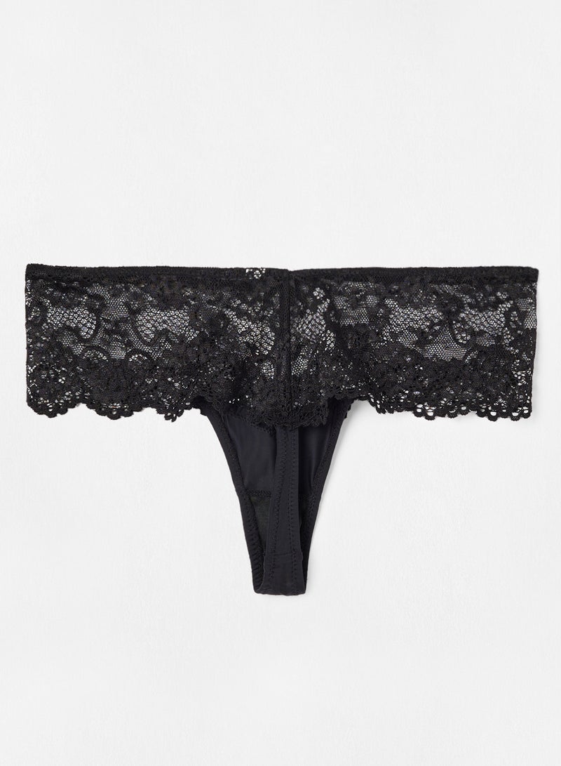 Ardene - Front Lining Lace Cheeky Cut Panty Black - Image 1