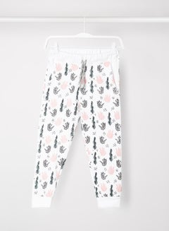 Aila Girls Printed Casual Joggers White/Black  - Image 1