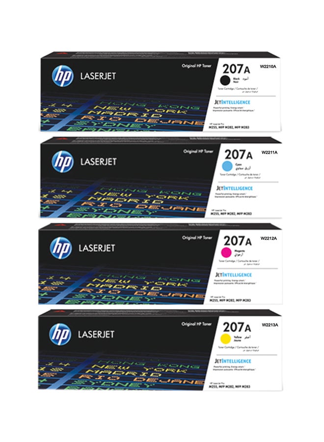 إتش بي - حزمة من 4 خراطيش حبر أصلية HP 207A LaserJet | يعمل مع HP Color Laserjet Pro M255 M282 M283 الأسود والسماوي والأصفر والأرجواني - Image 1