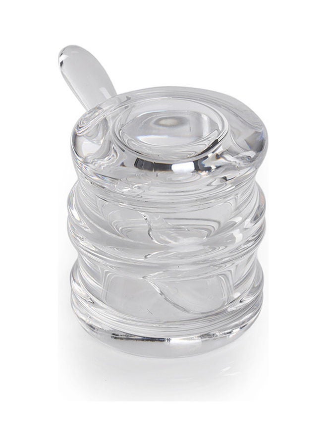 homes r us - Resin Sauce Jar With Spoon Clear 7.5 x 7 x 8.8cm - Image 1