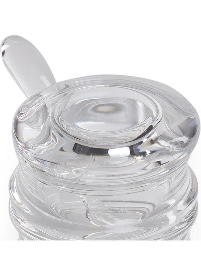 homes r us - Resin Sauce Jar With Spoon Clear 7.5 x 7 x 8.8cm - Image 1