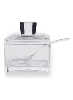 Resin Square Sugar Pot Clear 9 x 9 x 9.5cm
