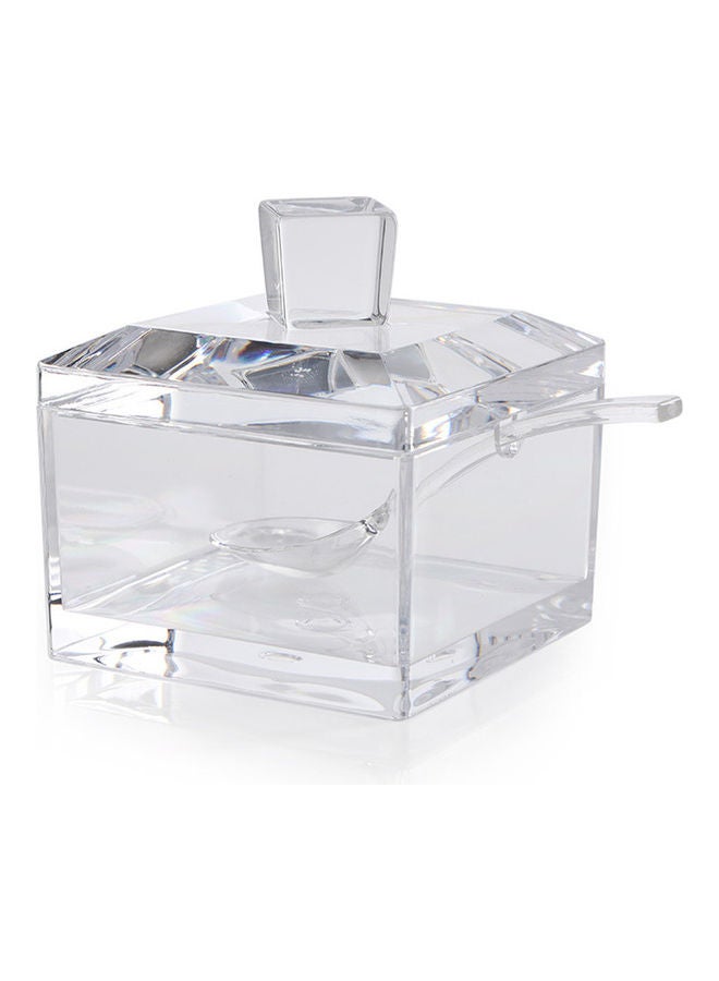 homes r us - Resin Square Sugar Pot Clear 9 x 9 x 9.5cm - Image 1