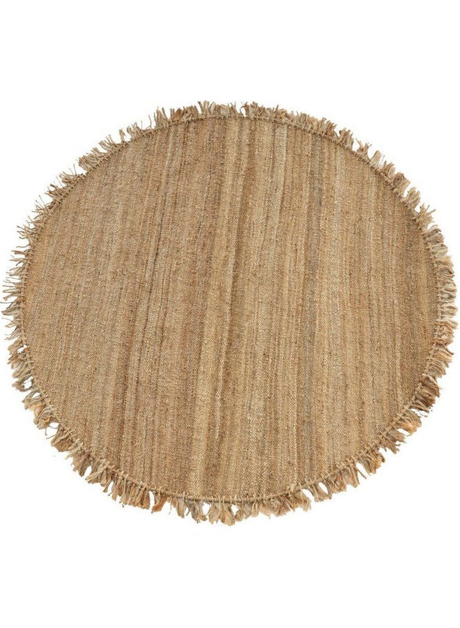 homes r us - Jute Handwoven Dhurrie Round Rug Natural 150 x 150cm - Image 1