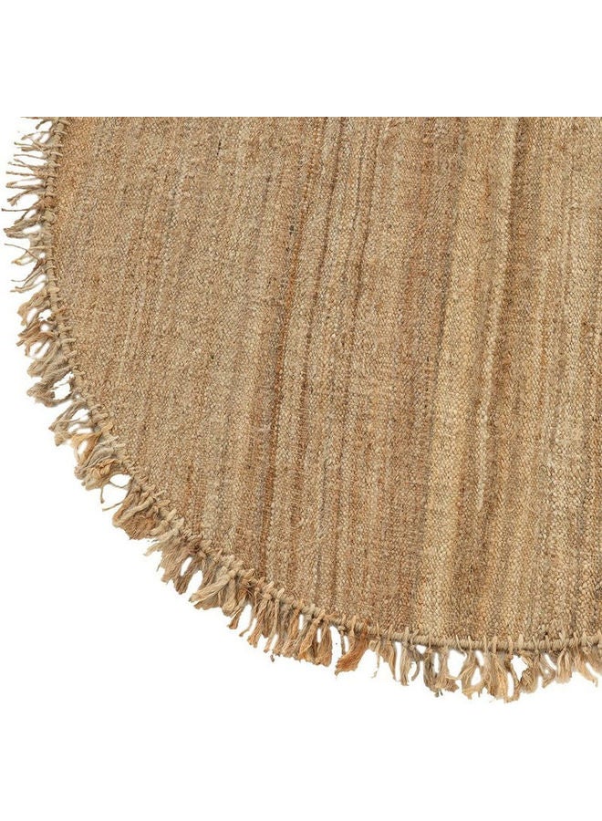 homes r us - Jute Handwoven Dhurrie Round Rug Natural 150 x 150cm - Image 1