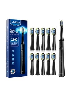 Sonic Electric Toothbrush With 10 Replacement Head Black