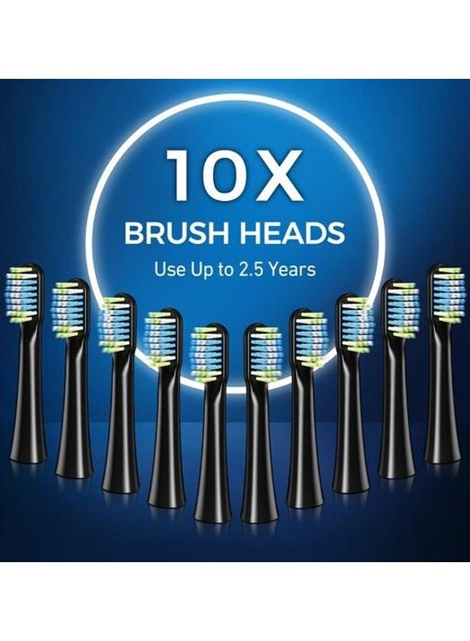 Atmoko - Sonic Electric Toothbrush With 10 Replacement Head Black - Image 1