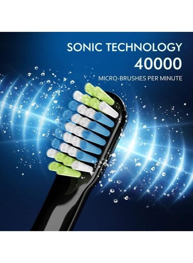 Atmoko - Sonic Electric Toothbrush With 10 Replacement Head Black - Image 1