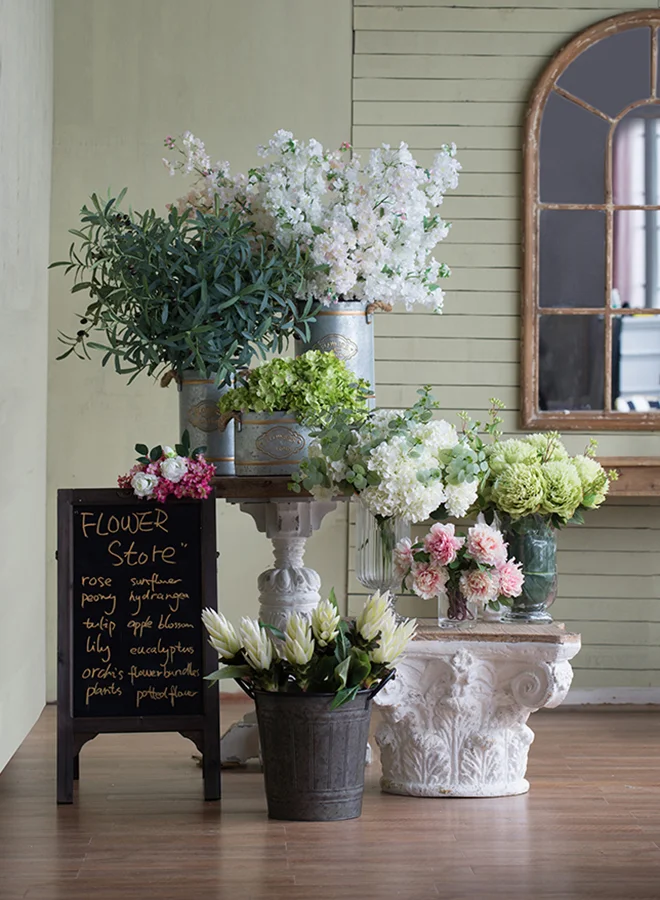 ebb & flow Mini Hydrangea Green Unique Luxury Quality Material for the Perfect Stylish Home Green 25 X 25 X 47cm