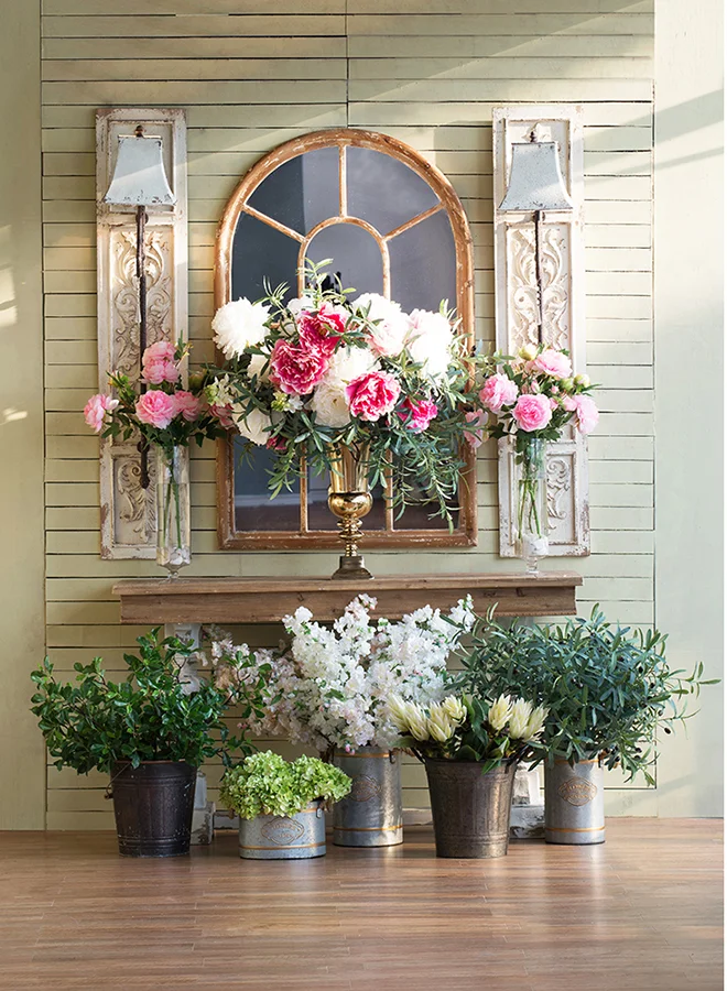 ebb & flow Mini Hydrangea Green Unique Luxury Quality Material for the Perfect Stylish Home Green 25 X 25 X 47cm