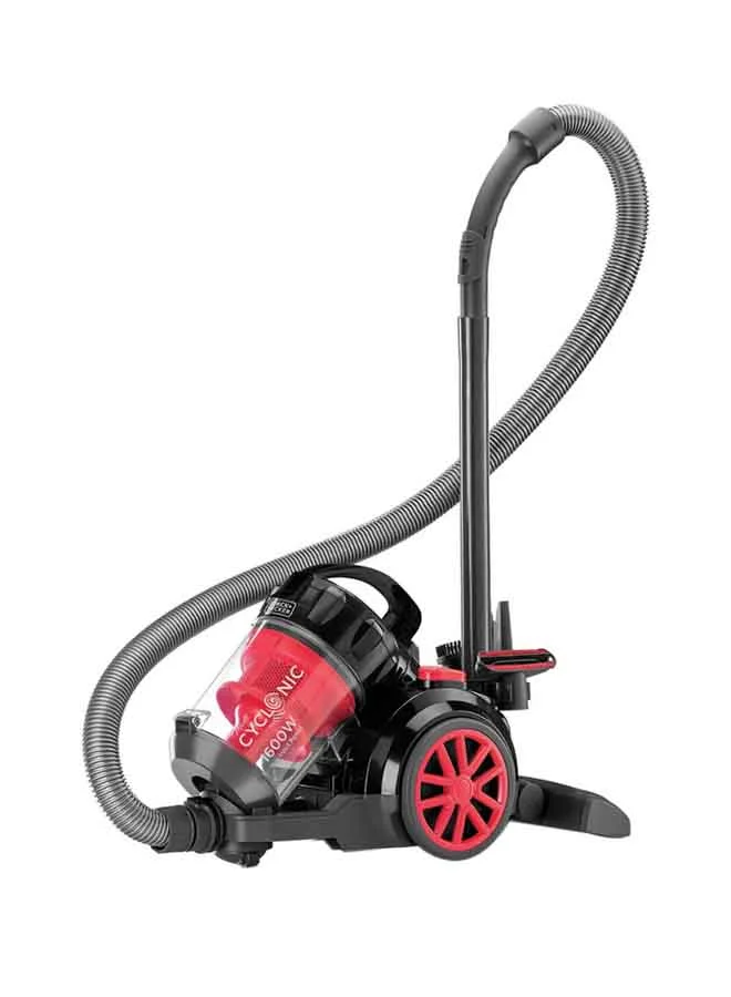 BLACK+DECKER Multi-Cyclonic Bagless Corded Canister Vacuum Cleaner, 20 kPa Suction, 6-Stage HEPA Filtration, 2.5L Capacity, Variable Speed, 5m Cord, Convenient Storage, 2.5 L 1400 W VM1680-B5 Black/Red/Grey