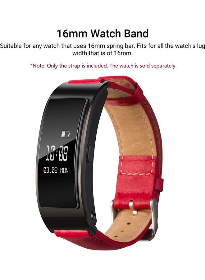 ماركة غير محددة - 16mm Genuine Leather Quick Release Strap Replacement Watchband for Huawei Talk Band 6 - Image 1