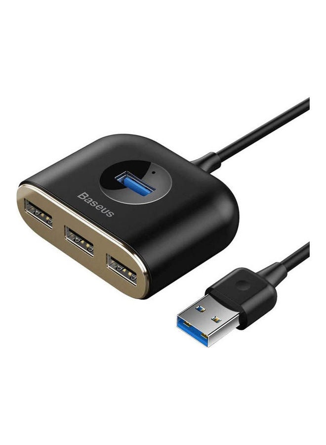 Baseus - Square Round 4 In 1 Usb Hub Adapter(Usb3.0 To Usb3.0 * 1+Usb2.0 * 3) Black - Image 1