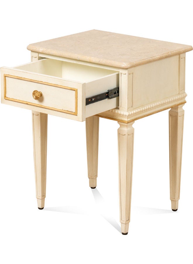 2XL Home - Selena Nest Table With Drawer Beige/Gold 50x66x40cm - Image 1