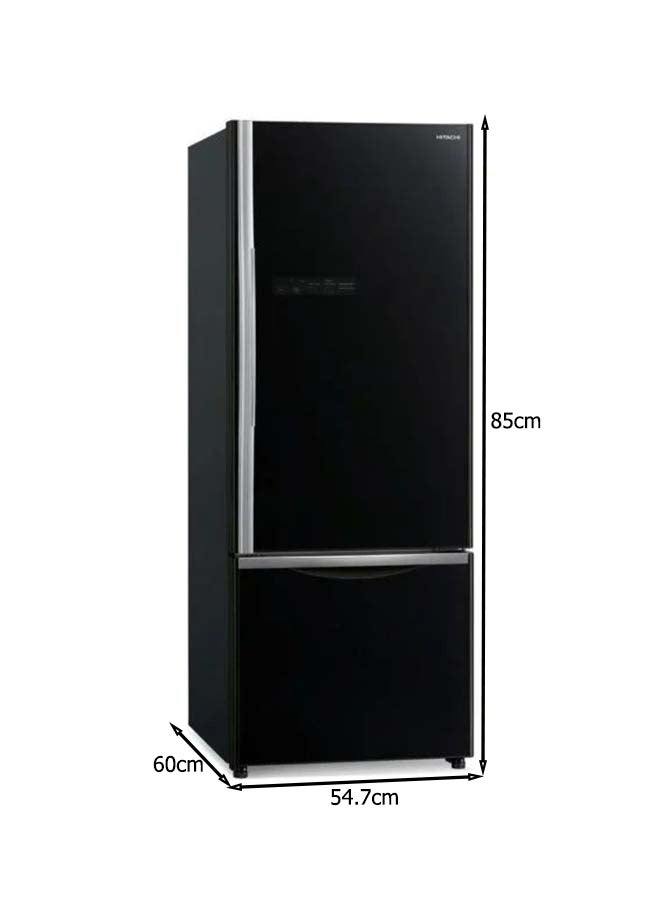 HITACHI 451L Gross Capacity  Bottom Freezer Double Door Premium Refrigerator, 2 Doors No Frost Fridge Freezer, Inverter Control With Dual Fan Cooling, Movable Twist Ice Tray, LED Light RB600PUK6GBK Glass Black - Image 2