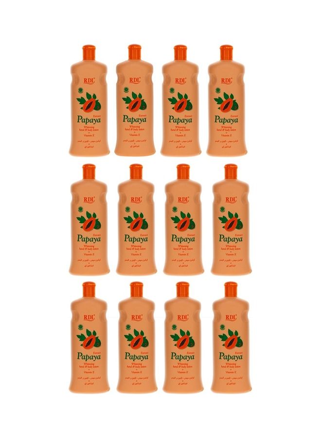 RDL Pack of 12 Extract Papaya Whitening Hand and Body Lotion + Vitamin E 600ml  - Image 1