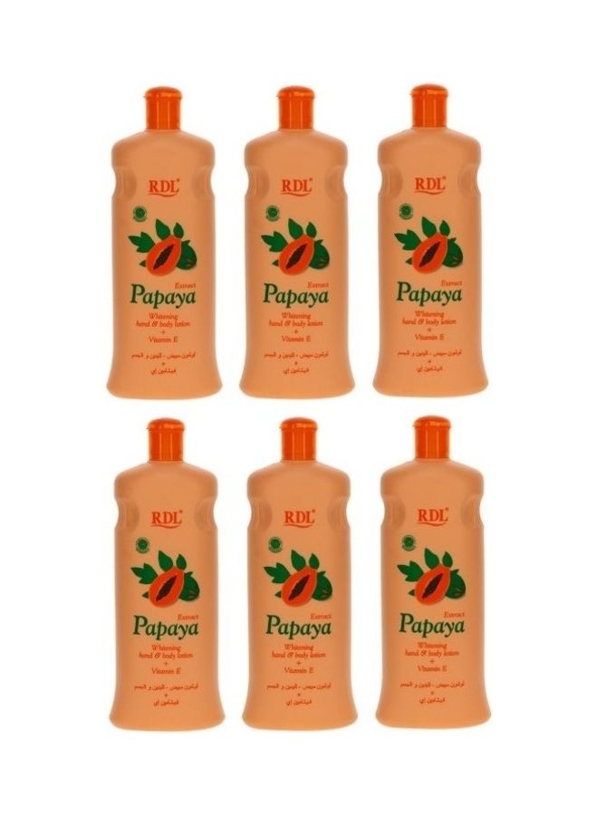 ار دي ال حزمة من 6 عبوات لوشن لتفتيح اليدين والجسم بالبابايا + فيتامين E برتقالي 600ملليلتر - Image 1