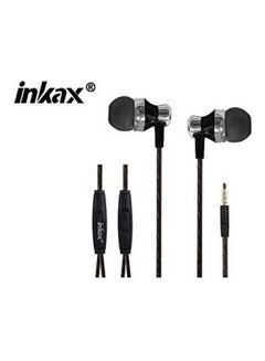 Stainless Steel Earphone Stereo 3.5mm Wired Control Mic And Button Black