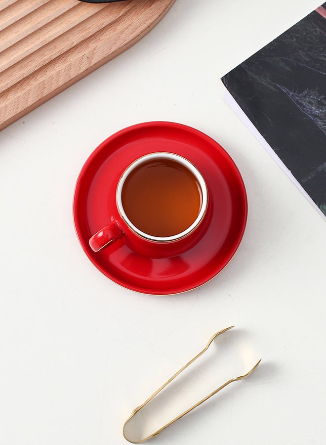 Craft Ceramic Cup And Saucer Red 125ml