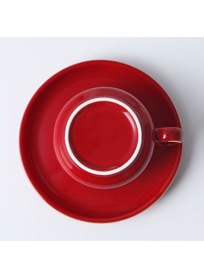 Craft Ceramic Cup And Saucer Red 125ml